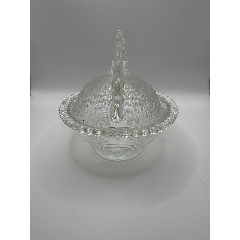 Vintage Indiana Glass Clear Large 7" Hen on Nest Covered Dish MCM Farmhouse - Picture 4 of 15
